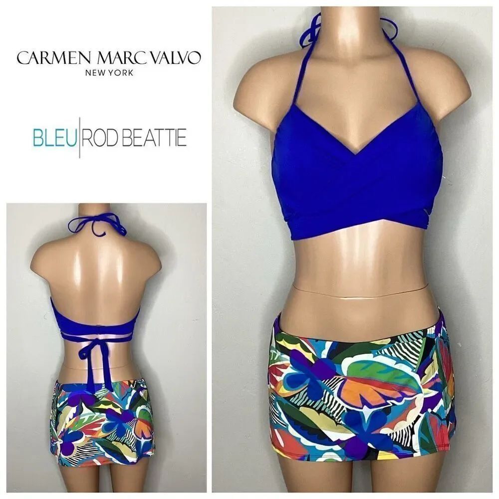 New. Bleu Rod Beattie & Carmen Marc Valvo bikini. Medium